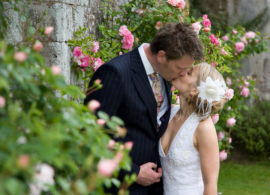 Wedding couple at Bickleigh Castle, Devon